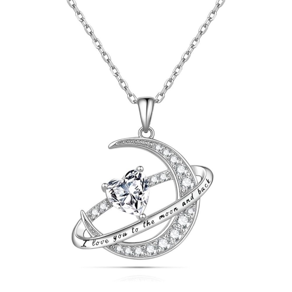 14k Love You to the Moon and Back Necklace Handmade Engraved Gift